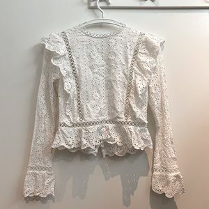 Lace cotton top with zipper back. Size M, fits like a small with minimal stretch